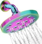 SparkPod Power Rain Shower Head- High Pressure Rainfall Shower Head- Unique Wide Spray Pattern Emulates a Rainstorm- Luxury Modern Look- No Hassle Tool-less 1-Min Installation (1.8GPM, Rainbow)