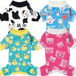 XPUDAC 4 Piece Dog Pajamas for Small Dogs Pjs Clothes Puppy Onesies Outfits for Doggie Christmas Shirts Sleeper for Pet Cats Jammies-XS