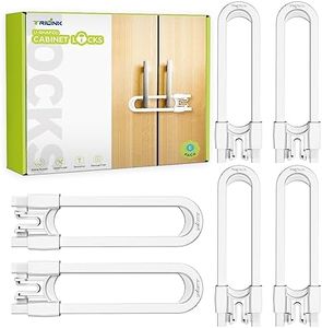 Lot de 6 Bloc Placard Bébé Réutilisables, en Forme de U Sécurité Placard Enfant, Bloque Porte Bébé, Protection Meuble Bébé pour Placards, Porte, Tiroirs, Frigo, Bouton, Poignée, Facile à Utiliser