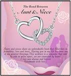 Alittlecare Niece Gifts from Auntie - Aunt Gifts from Niece - Aunt Niece Necklace for Birthday Christmas Graduation Wedding With Nice Message Card and Box, Brass, Cubic Zirconia