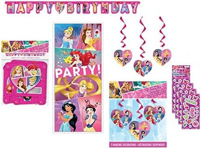 Princess Birthday Party Supplies Decoration Bundle includes Happy Birthday Banner, Door Poster, Hanging Swirl Decorations