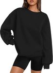 Zeagoo Long Sleeve Women's Casual Crewneck Sweatshirts Pullover Tops Loose Fit Tunic Tops Fall Dressy Sweatshirt for Women Y2K Clothes Black Medium