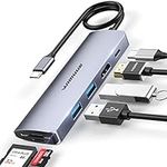 USB C Hub, WIMUUE 7 in 1 Aluminum Adapter with 100W Power Delivery, 4K HDMI, 2 USB 3.0 Ports, MicroSD, SD Card Reader USBC Dongle for MacBook Pro/Air Thunderbolt 3 Multiport Dock USB Type C Laptop