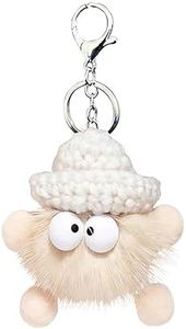 ViWaVee Llavero con mosquetón con lindo peluche suave para automóvil, motocicleta, colgante y amuleto de la suerte para decoración de mochilas, bolsos y carteras.(Kaqui)