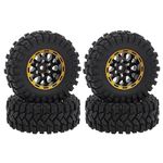 MEUS RACING 1.2 Beadlock Wheels Tires Set Brass Rim for TRX4M SCX24 FCX24 AX24 1/24 1/18 RC Crawler Car, Negative 4mm 42g (Black Model A)