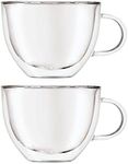 Oggi Set of 2 Double Wall Glass Coffee Cups - 16oz, Ultra Clear Borosilicate Glass Insulated Coffee Cup Set, Tea Cup Set, Cappuccino Cup Set, Latte Cup Set