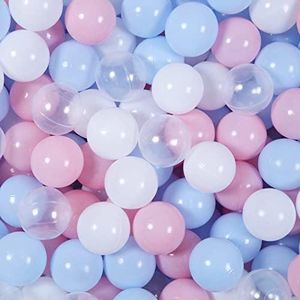 GUESVOT Ball Pit Balls for Ball Pit BPA Free Plastic Ball Crush and Smash Proof Ball 100pcs 2.2" Set for Toddlers for Play Tent Tunnel (Warm Blue+Warm Pink+White)