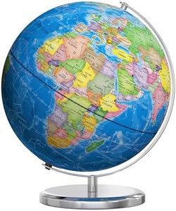 Orionstar 13" Large World Globe with Stand, Educational Globe for Kids Learning, Colorful HD World Map Details, Illuminated Globe Lamp with Stable Heavy Metal Base, Constellation
