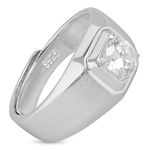 ZAVYA 925 Sterling Silver Cubic Zirconia CZ Studded Rhodium Plated Adjustable Ring for Men | Gift for Men and Boys | With Certificate of Authenticity and 925 Hallmark