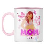 YuBingo Mom to Be Love Mug - New Baby Gift, Pink Inner & Handle (Pink Inner & Handle, Tea Cup, 310ML)