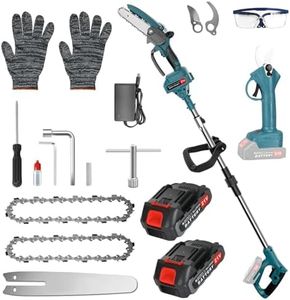 4in1 Cordless Electric Pole Pruner, 2000mAh 6 inch Mini Cordless Chainsaw and Cordless Loppers with Extension Pole, Continuously Adjustable Height 110-135cm,Chainsaw for Garden Shears, Wood Cutting
