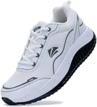 QAUPPE Men's Shoes Walking Arch Support Orthotic Sneakers Plantar Fasciitis Wide Tennis Shoes for Heel and Foot Pain Relief White 8