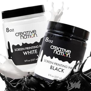 Creative Nation Black & White Fabric Screen Printing Ink — 2-Pack — 16 Oz. of Water Based and High Opacity Ink for T-Shirt and Silkscreen Printmaking by
