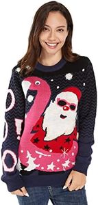 Women`s Ugly Christmas Sweater Unisex Men`s Funny Novelty Santa Pullover for Party 21018-ma Large
