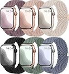 Maledan 6 Pack Braided Solo Loop Compatible with Apple Watch Straps 40mm 38mm 41mm for Women Men, Adjustable Nylon Stretchy Elastic Sport Replacement Band for iWatch SE Series 9 8 7 6 5 4 3 2 1 Ultra