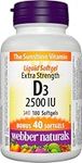 Webber Naturals Vitamin D3 2500 IU Extra Strength, 180 Softgels, For Healthy Bones, Teeth, and Helps Prevent Vitamin D Deficiency