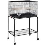 costoffs Flight Cage Breeding Cage with Rolling Stand Extra Space for Small Birds Parrots Budgie Parakeets Conures Black