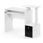 Furinno Econ Multipurpose Home Office Computer Writing Desk, Computer Desk, Study Desk, w/Bin, White/Black, 100.1 (W) x 86.6 (H) x 39.9 (D) cm