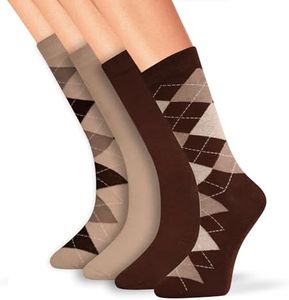 FOURSOLOS Men Bamboo Dress Socks, Size 9-12, Patterned Business Socks, Breatable, 4 Pairs