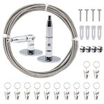 Svauoumu 3M Wire Curtain Line,Tension Wire for Curtains,Stainless Steel Curtain Hanging Wire Rod with 12 Clips, Used to Hang Photos, Pictures, Clothes Rod