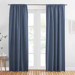 PONY DANCE Rod Pocket Blue Haze Blackout Curtains for Bedroom - Thermal Insulated Room Darkening Curtain for Living Room, 52 x 94 Inch, 2 Panels