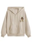 TAGAS Women's Cotton Blend Seasonal Basic Hooded Sweatshirt Beige