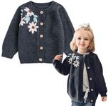 Baby Toddler Girls Spring Fall Sweater Cardigan Coat Long Sleeve Handmade Embroidery Tops for 6M-5T