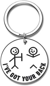 Funny Gifts Best Friend Keychain for Friends BFF Besties Companion I Got Your Back Stick Figures for Daughter Son Families Women Men Christmas Birthday Valentine Graduation Stocking Stuffers, Silver, Small