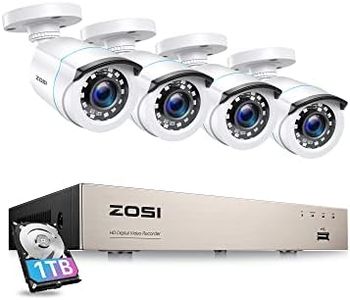 ZOSI 1080p Kit di Telecamera di sorveglianza, 8CH H.265+ 1 TB DVR con 4x Telecamere Esterna, IR Visione Notturna 80ft, Rilevamento di Movimento, Registrazione 24/7, Bianco