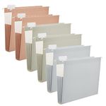 Y YOMA 6 Pack Extra Capacity Hanging File Folders Letter Size Accordion Decorative Reinforced File Folder Cute Colored Expandable Folder for Office Home with 1/5-Cut Adjustable Tabs, Nature Color