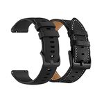 Yeejok Compatible for Fossil Gen 6/5E 44mm Straps Silicone+Leather, 22mm Watch Straps Replacement Compatible for Gen5 Men's Carlyle Garrett/Women's Julianna/Gen 4 Explorist HR Smart Watch, Black+Black