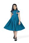 Fashion Dream Girls Knee-Length Fit And Flare Dress (GF0066_24_Teal Blue_5 Years-6 Years)