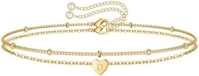 Gold Initial D Bracelets for Women Girls Dainty Layered Letter Bracelet