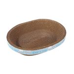 Baoblaze Scratch Pad for Cats Oval Corrugated Cat Scratcher Scratching Lounge Bed Recycle Board Cat Scratcher Bowl Cardboard for Furniture Protection Pets Play, 50cmx38cmx9cm