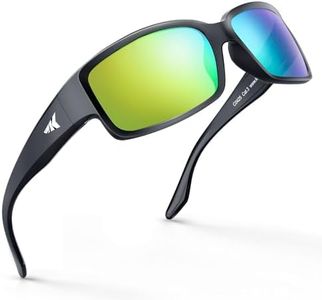KastKing Skidaway Polarized Sport Sunglasses for Men and Women, Gloss Black Frame, Brown Base Chartreuse Mirror