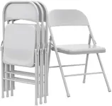 GAOMON Folding Chairs Set of 4, Grey Metal Chairs and Hold Up to 350 Pounds, Foldable Comfy Chairs for Outside & Indoor