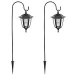 Maggift 26 inch Hanging Solar Lights Dual Use Shepherd Hook Lights with 2 Shepherd Hooks Outdoor Solar Coach Lights 2 Pack