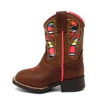 ARIAT Girls' Little Lil Stomper Flora Serape Inset Western Boot Square Toe - A441002302, Pink Brown, 4 Toddler