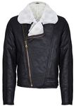 Men’s Aviator Cross Zip B3 Cream Shearling Sheepskin Brown Leather Pilot Jacket 2XL