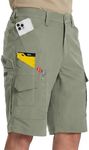 Moosehill Mens-Cargo-Hiking-Shorts Lightweight Water Resistant Quick Dry Relaxed Fit Big & Tall Stretch Waist with 8 Pockets(Sage Green, 44)