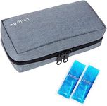 SUNMON Insulin Travel Case with 2 Ice Pack - Handy Insulin Cooler Travel Case TSA Approved, Diabetes Travel Case for Insulin Pen and Other Supplies (Grey)