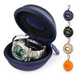 HELMDY Watch Travel Case for Men & Women: Portable Single Watch Storage Box Travel Watch Case 1 Slot - Fits all Wristwatches & Smart Watches up to 50mm（Blue-1 Piece）