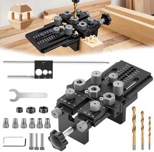 ISQTLMF Dowel Jig Kit with Quick Positive Stop & Clamp, Adjustable Doweling Jig for 1/4", 3/8", 1/2" Drill Bits, Accurate Straight Holes for Any Thickness Wood Joints, Cabinet & Furniture