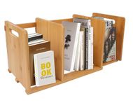 Gzsekken Bamboo Wood Desktop Bookshelf Expandable Desktop Organiser Portable Small Book Rack Display Shelf Counter Bookcase Desk Storage Organiser for Office Supplies, Kitchen,Bathroom