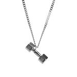 K-POP Dumbbell Pendant Chain Necklace for Men Women Boys Teen Girls Punk Hip Hop Fitness Gym Barbell Crossfit Adjustable Stainless Steel Necklace Sports Weightlifters Faith Necklace Gym Lovers Xmas 23.6inch