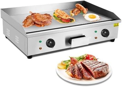 29 Inch Stainless Steel Electric Griddle, 3000W 110V, Half Flat Half Grooved Grill Countertop Griddle, Non-Stick Teppanyaki Grill Hotplate Grill Cooking for Restaurant Kitchen Party BBQ