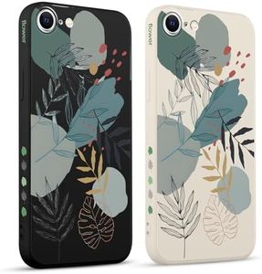 Pnakqil 2 Pièces Coque pour Apple iPhone 7/8/SE 2020/2022 4.7", Etui avec Floral Fleur Feuilles Mignon Motif Amusante Dessin Latéral Case Souple Silicone Housse Téléphone en Souple Fille Girly Cover