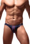 Newsywell Men's Ice Silk Bikinis Microfiber Low Rise Lightweight Briefs Underwear Navy Blue XX-Large