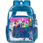 Clear Backpack, Heavy Duty Transparent Bookbag, See Through PVC School Bag - Navy