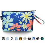 Gloppie Travel Make up Bag Small for Handbag Toiletries Bag Cosmetic Pouch Bags Waterproof for Ladies Girls Gifts Decorations Organizer Travel Accessories Women Bags, Floral Pattern and Blue